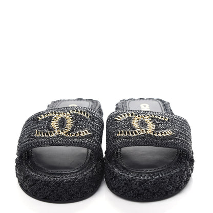 Chanel Cord Braided CC Mules 37 Black 2 of 10