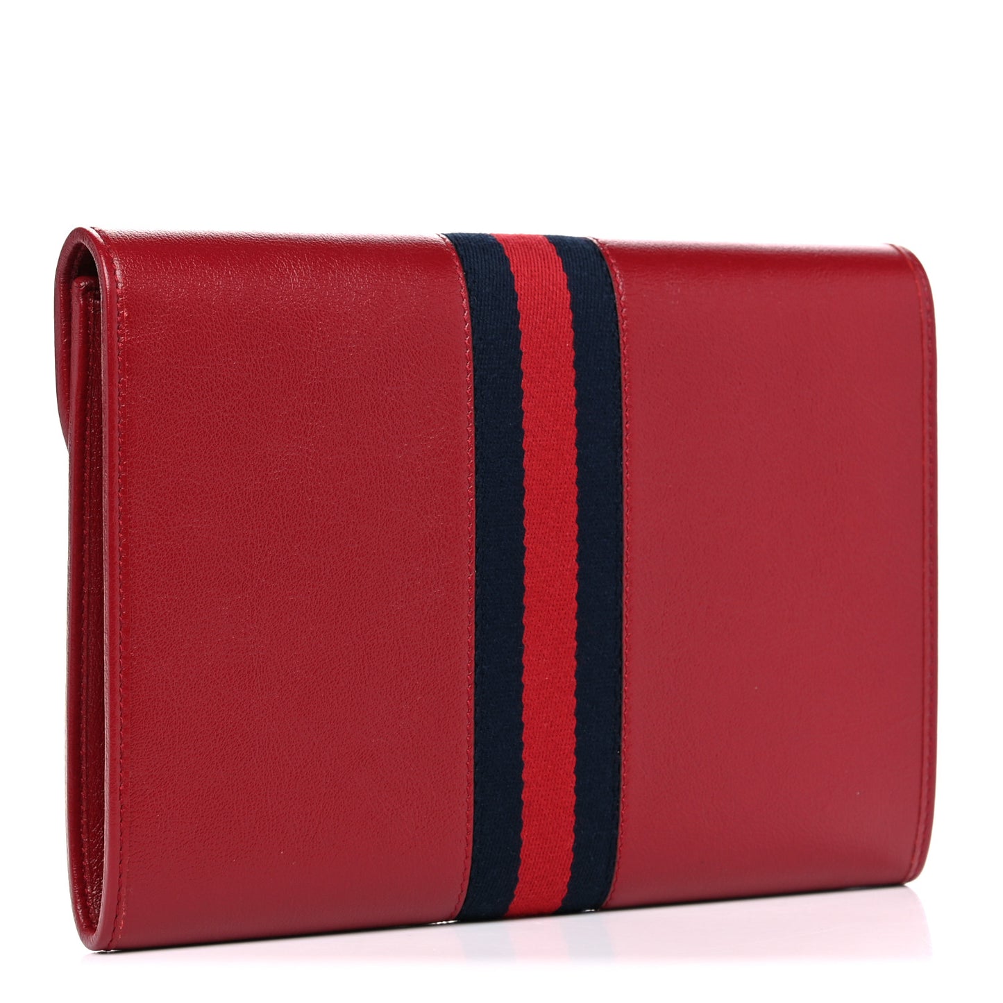 Calfskin Web Rajah Clutch Romantic Cherry