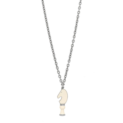 Hermes Lacquered Palladium Cavalier Necklace Craie 1 of 6