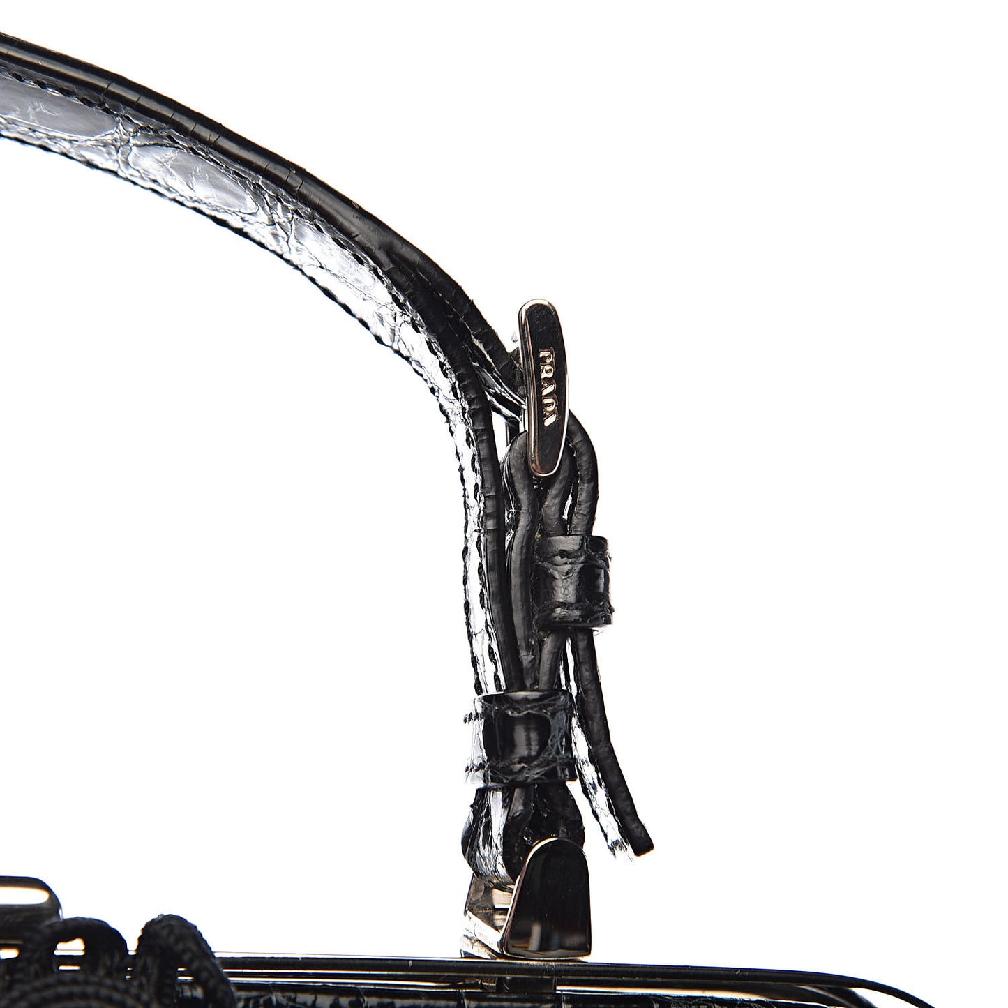 Shiny Crocodile Framed Bag Black