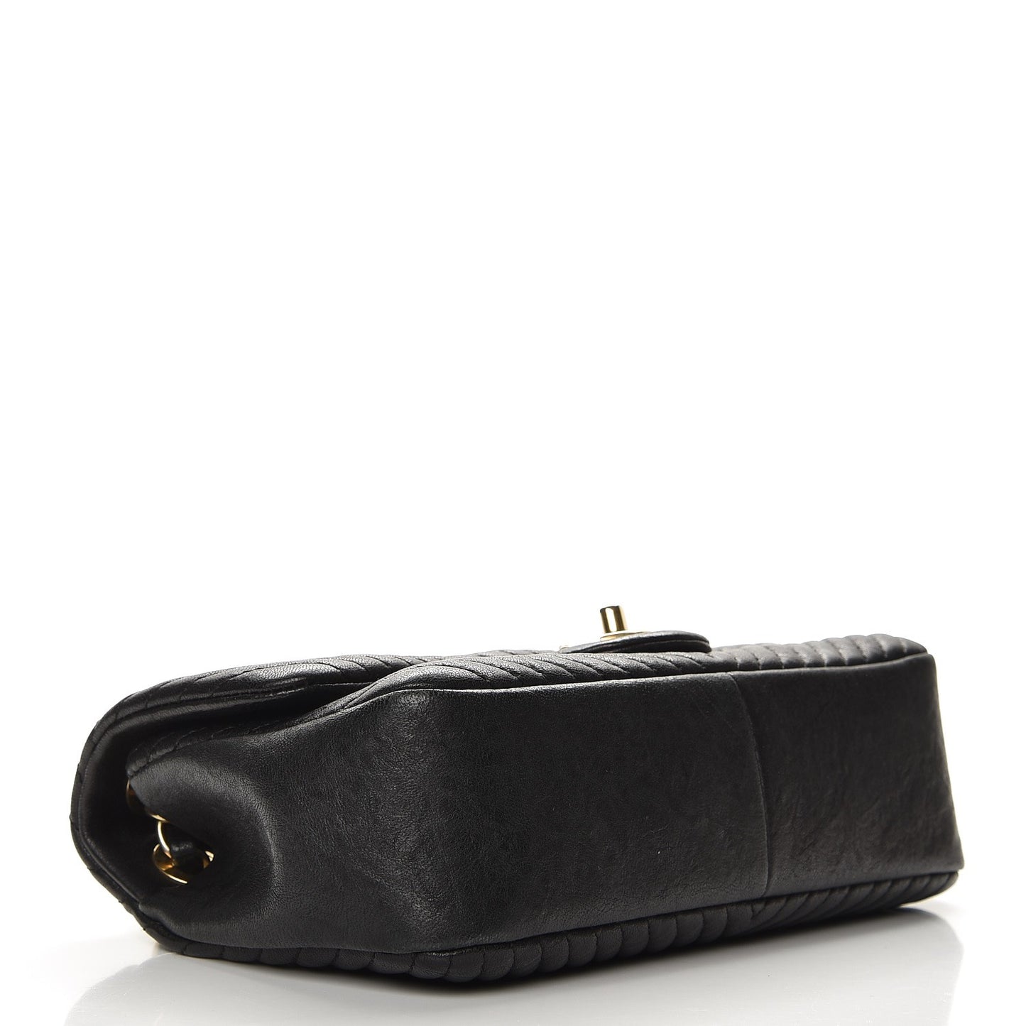 Calfskin Surpique Chevron Small Flap Black