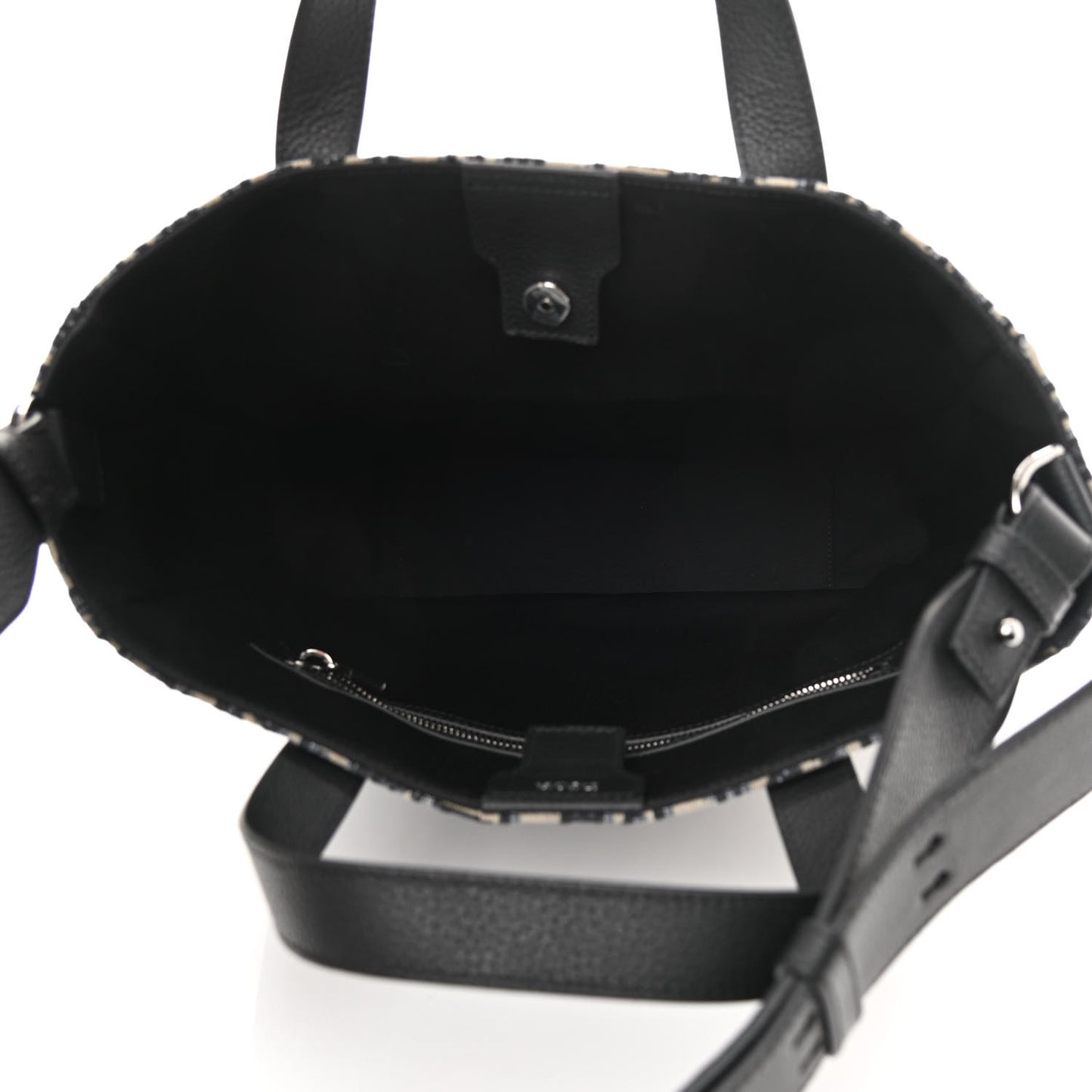 Oblique Saddle Tote Beige Black