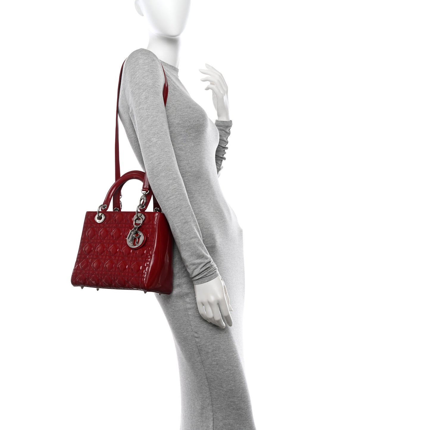Patent Cannage Medium Lady Dior Red