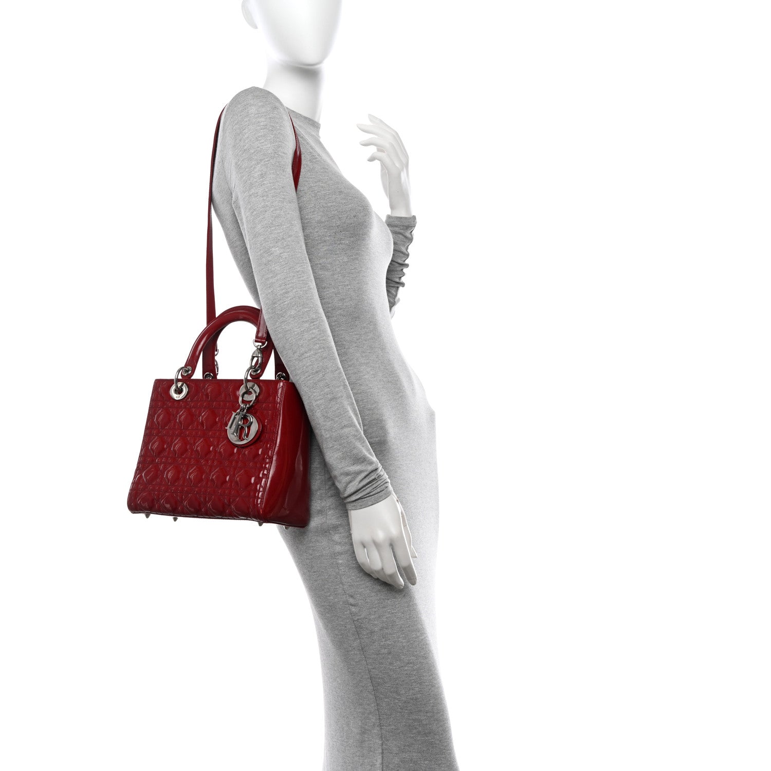 Christian Dior Patent Cannage Medium Lady Dior Red 2 of 19