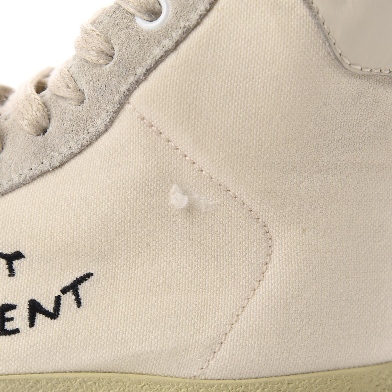Saint Laurent Distressed Canvas Womens Classic Court High Top Sneakers 37.5 Milk Panna 10 of 11