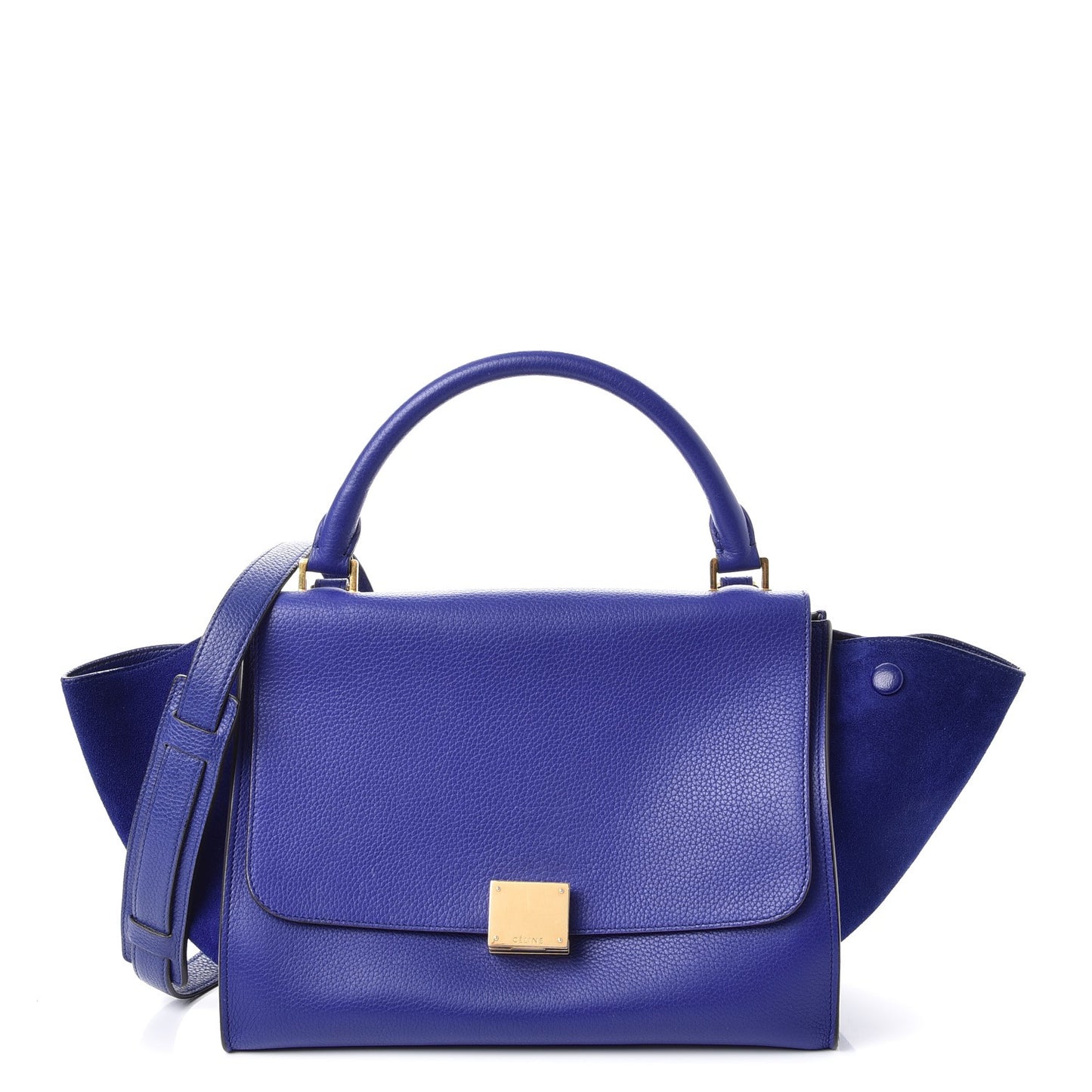 Drummed Calfskin Suede Small Trapeze Indigo