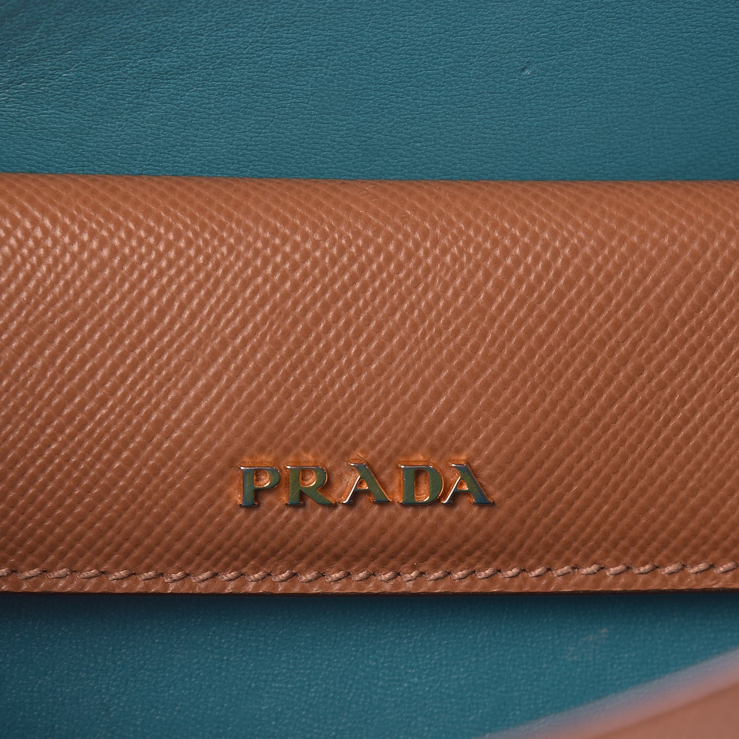Prada Saffiano Cuir Medium Double Bag Cannella Turchese 6 of 9