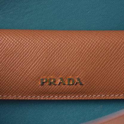 Prada Saffiano Cuir Medium Double Bag Cannella Turchese 6 of 9