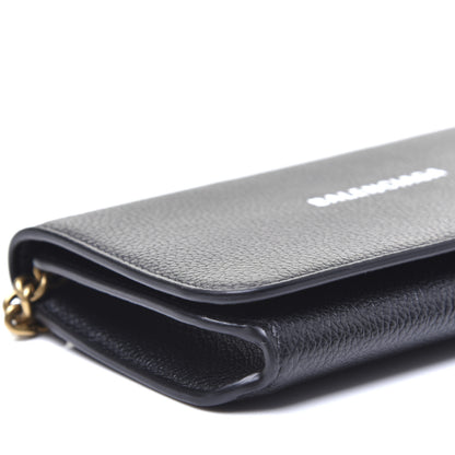 Balenciaga Grained Calfskin Logo Cash Phone Holder Wallet On Chain Black White 6 of 11