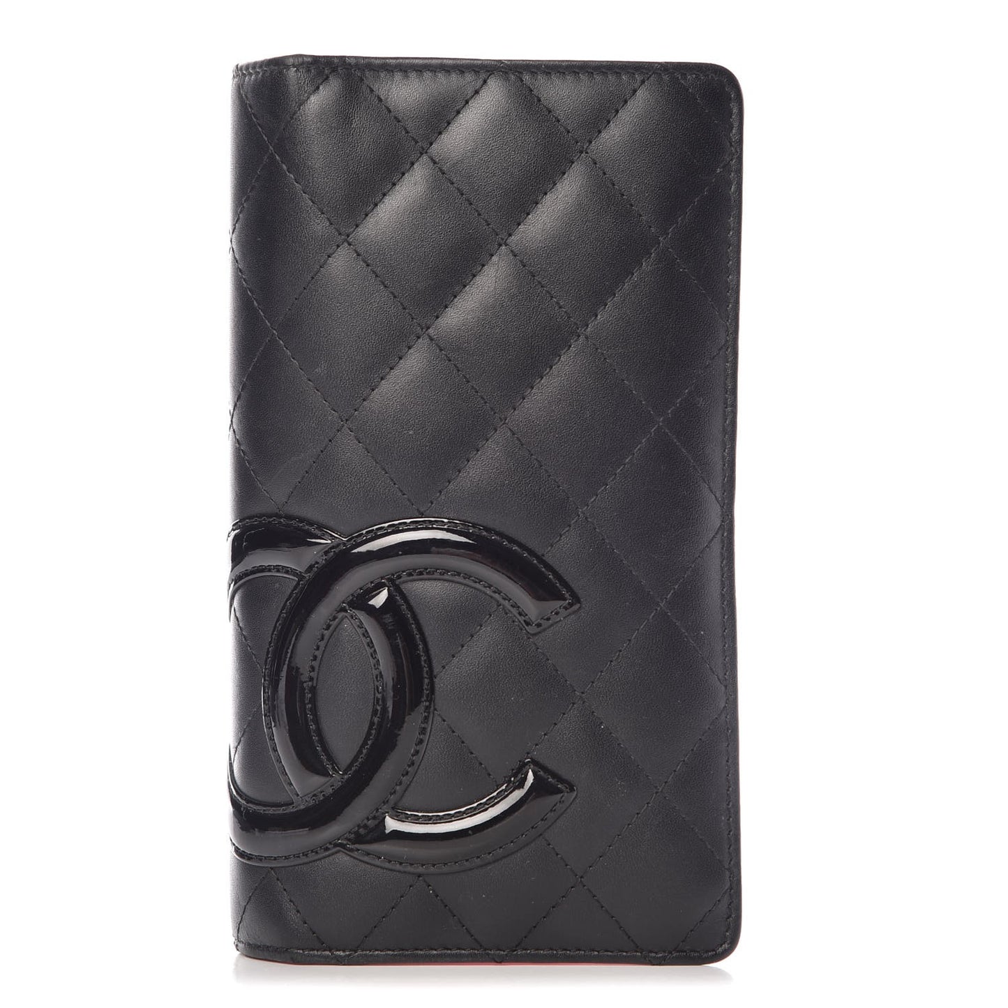 Calfskin Quilted Cambon Yen Wallet Black