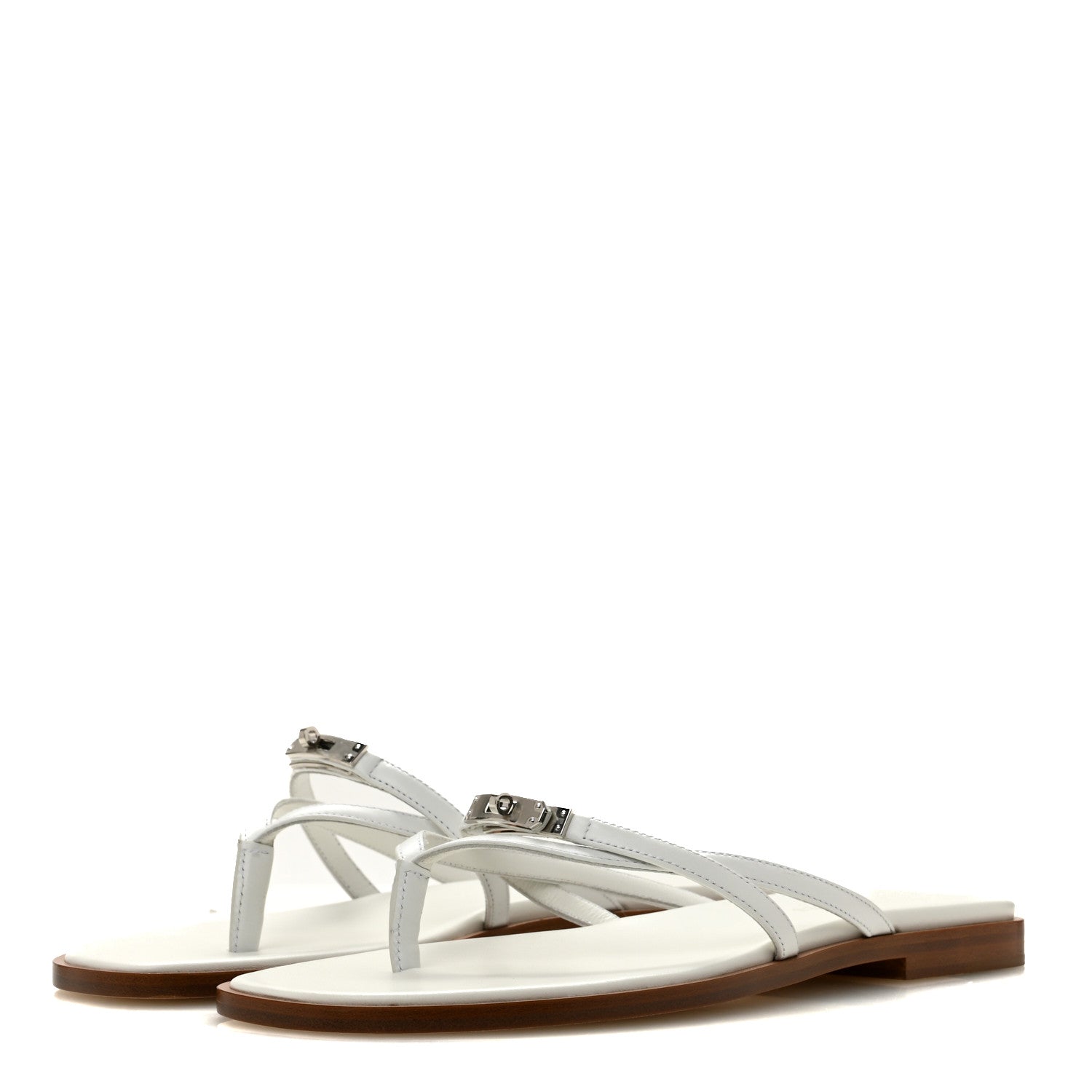 Hermes Calfskin Miss Sandals 37 White 4 of 9