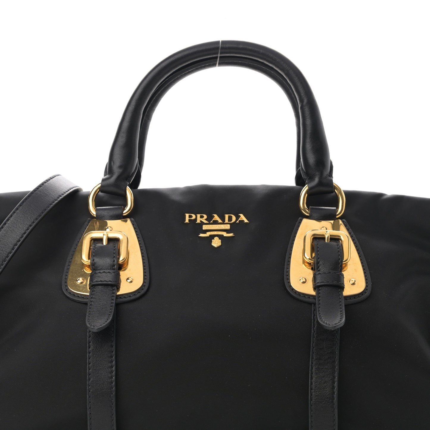 Tessuto Nylon Soft Calfskin Shopping Satchel Black