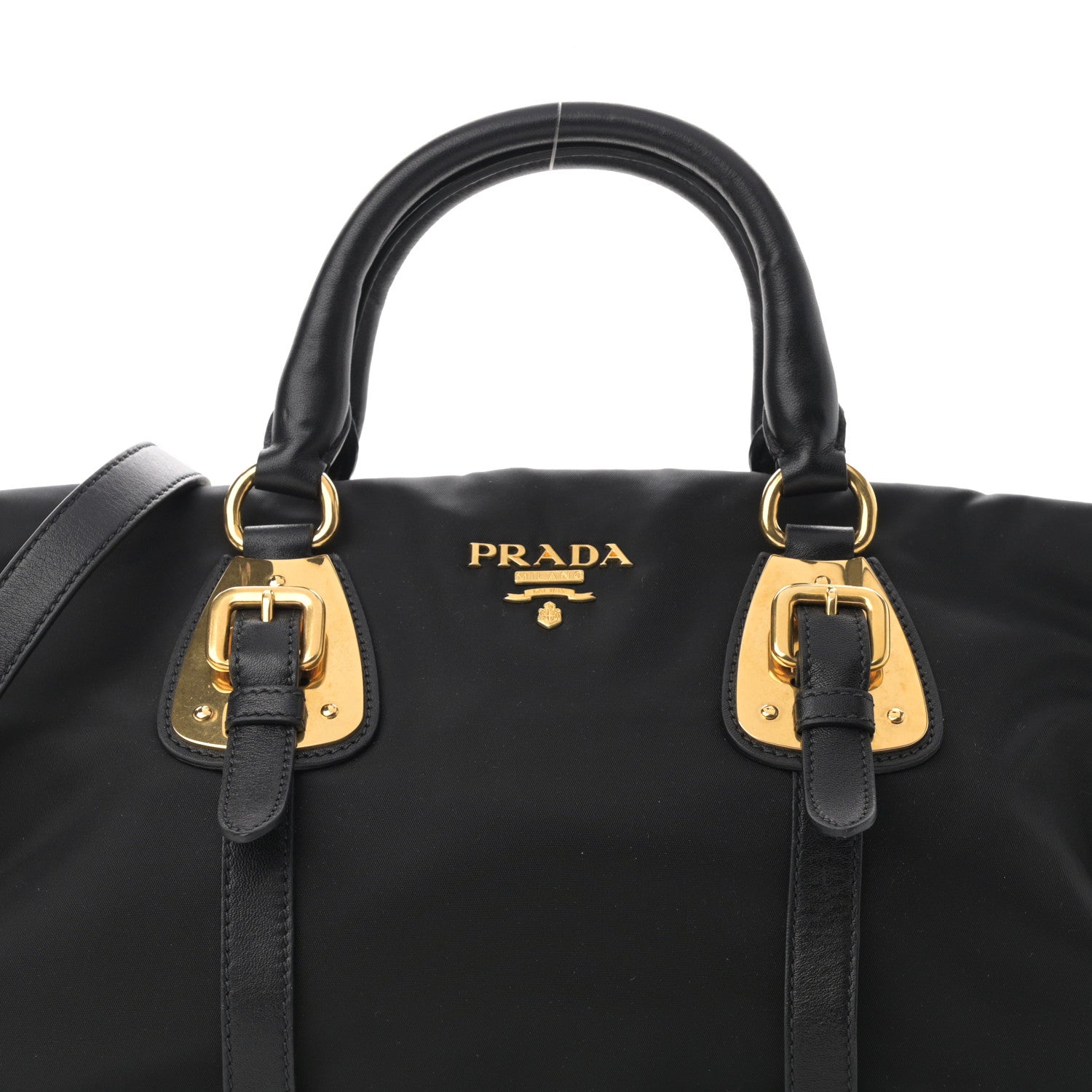 Prada Tessuto Nylon Soft Calfskin Shopping Satchel Black 9 of 13