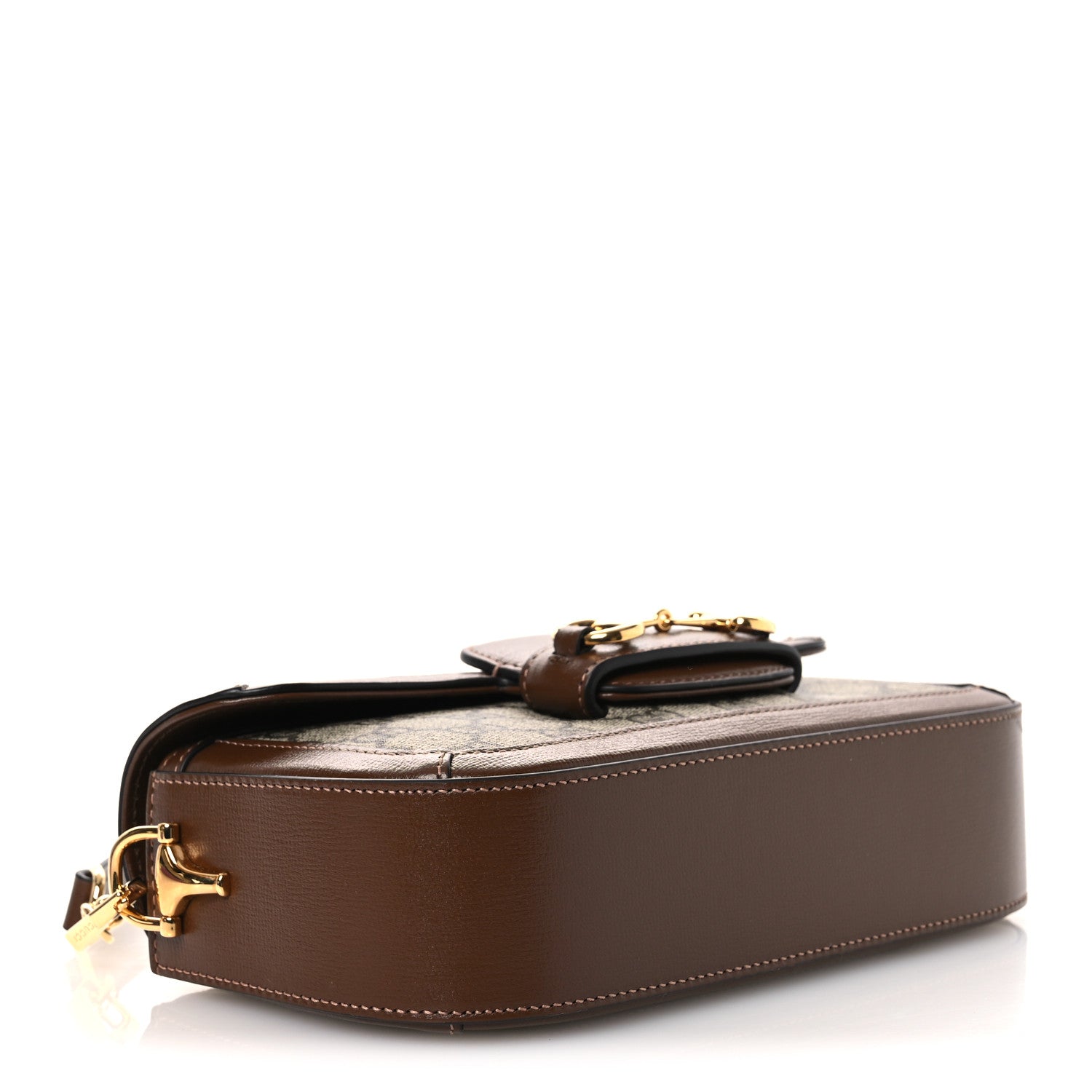 Gucci GG Supreme Monogram Small Horsebit 1955 Chain Shoulder Bag Beige Ebony Brown Sugar 4 of 10