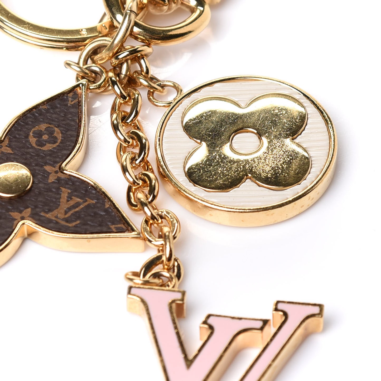 Metal Monogram Epi Spring Street Bag Charm Key Holder Gold