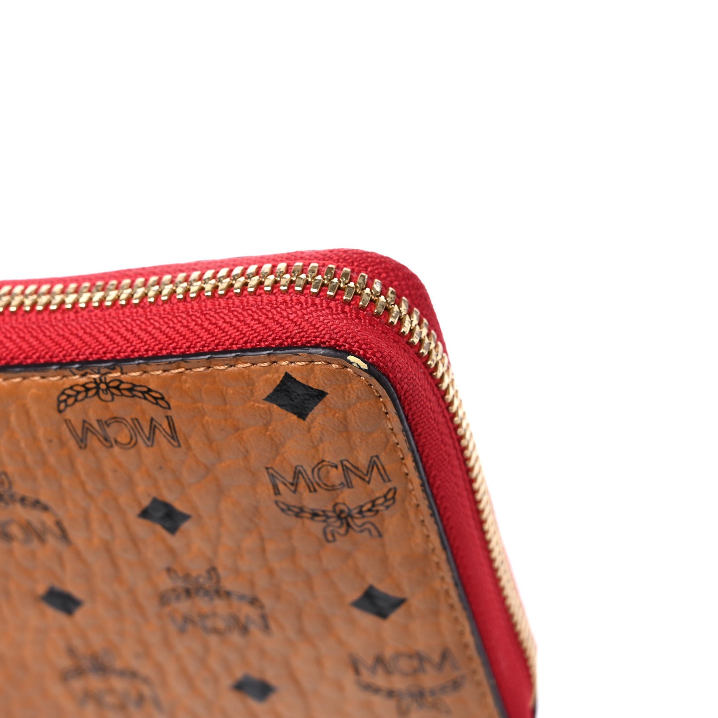 Visetos Large Zip Around Wallet Cognac Red