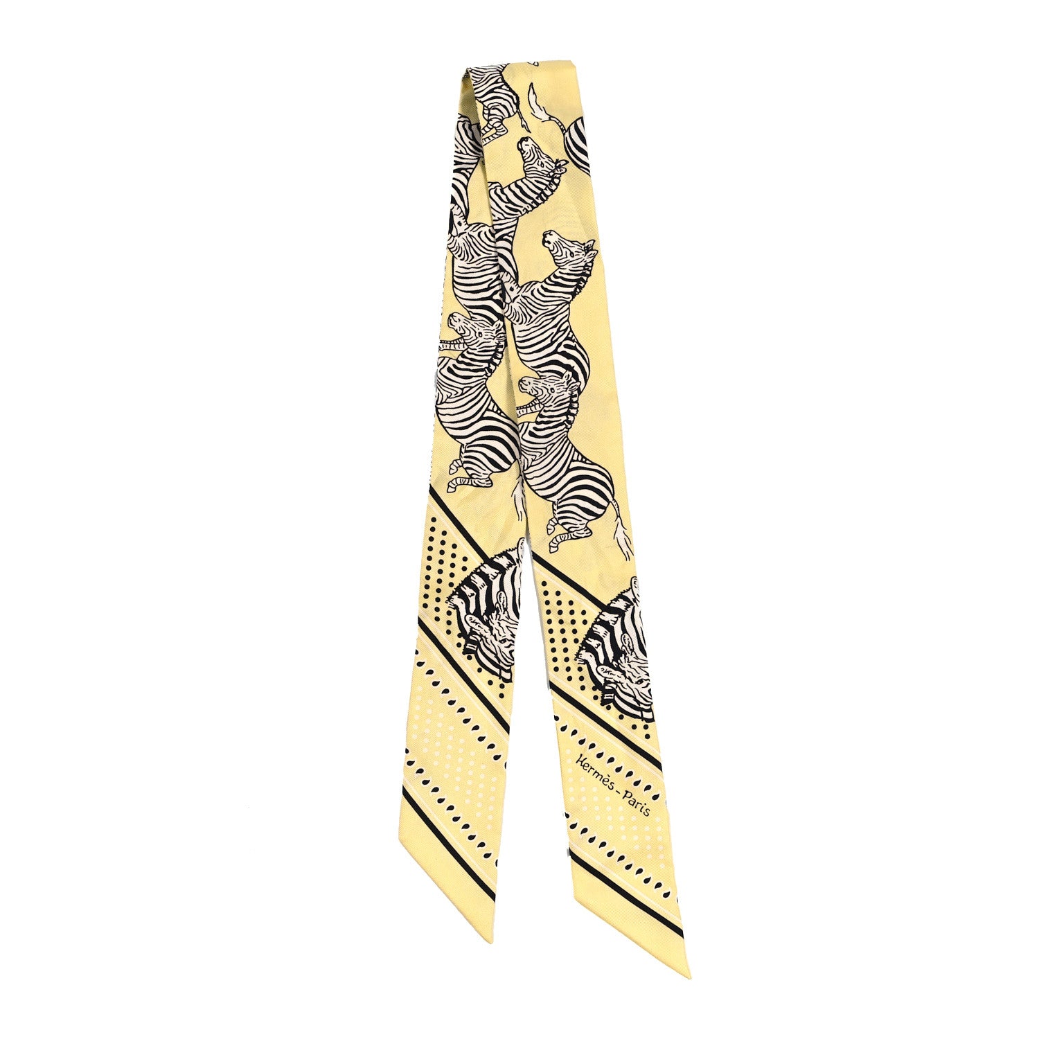 Hermes Silk Les Zebres Twilly Jaune Soufre Black 2 of 4