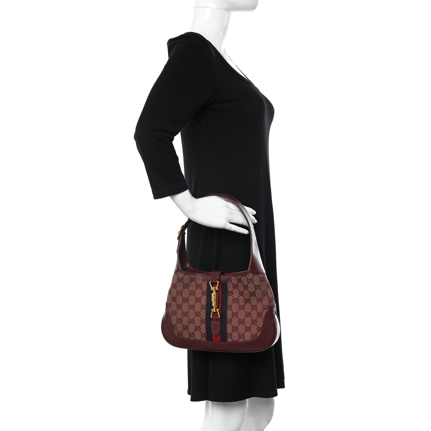 Gucci Monogram Azalea Calfskin Web Small Jackie 1961 Hobo Sahara Rubino Chardonnay 2 of 13