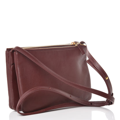 Celine Smooth Lambskin Small Trio Crossbody Bag Burgundy 3 of 15