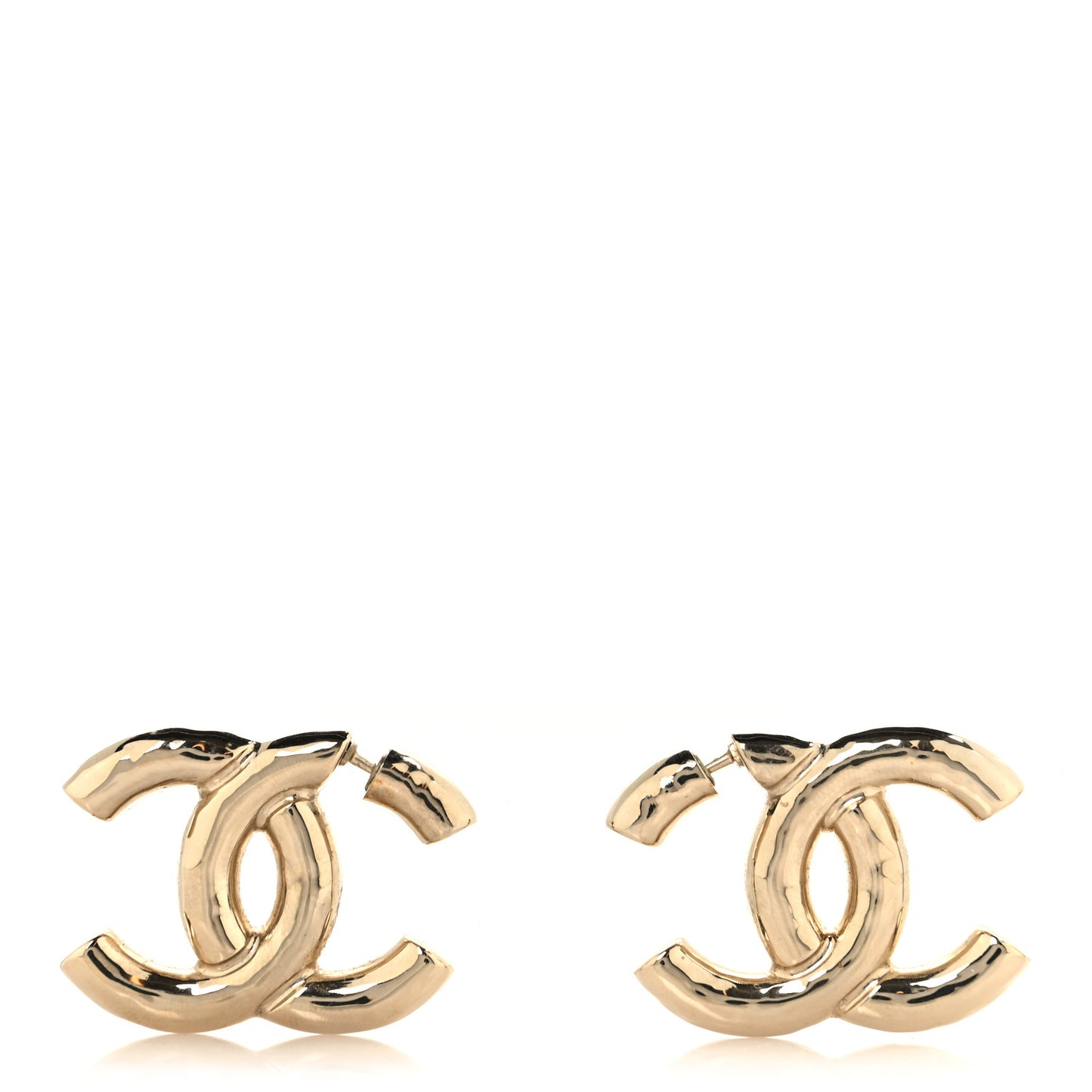 Metal Large CC Earrings Light Gold