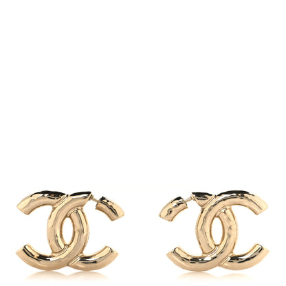 Chanel Metal Large CC Earrings Light Gold 1 of 5
