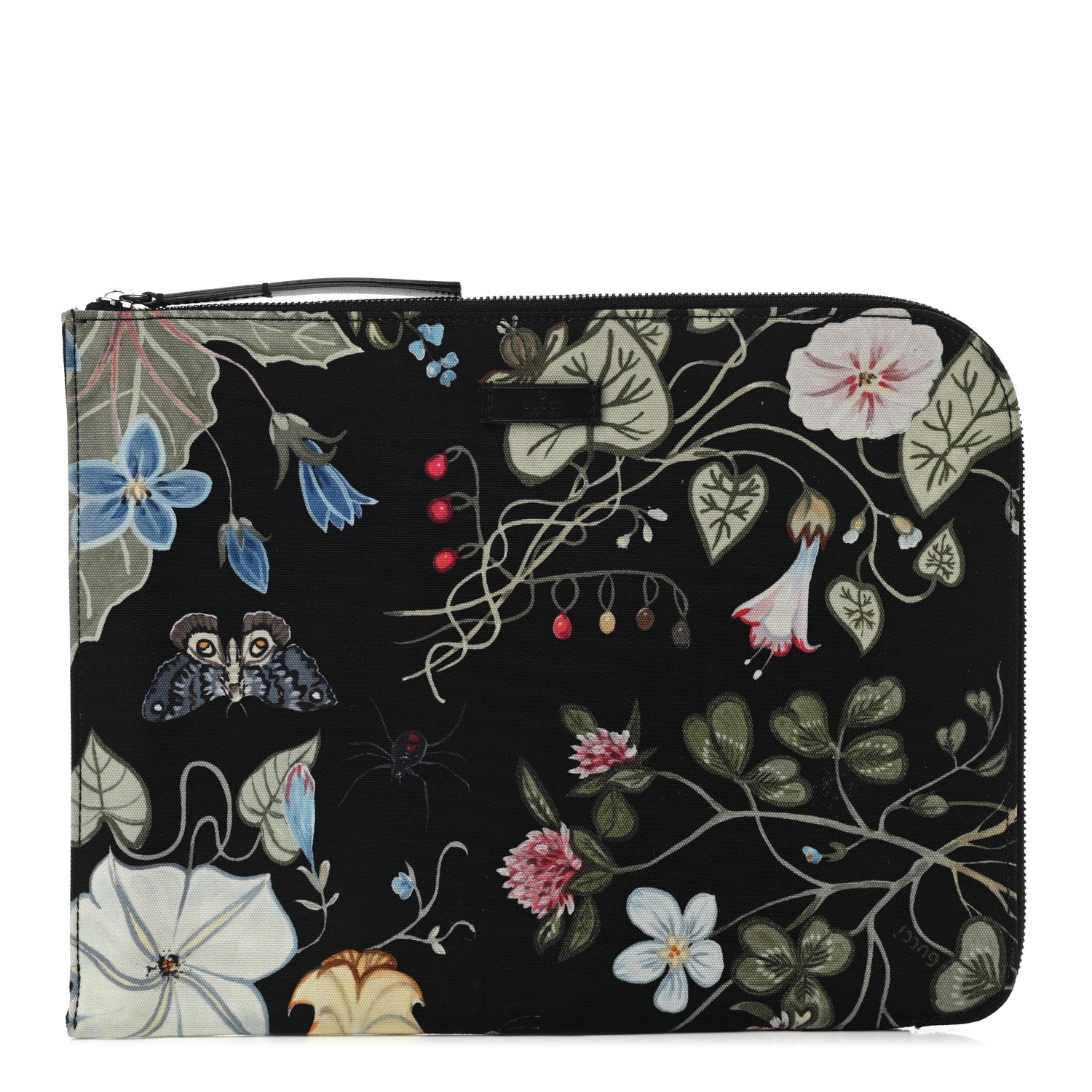 Gucci Canvas Flora Knight Travel Laptop Document Case Black 1 of 7