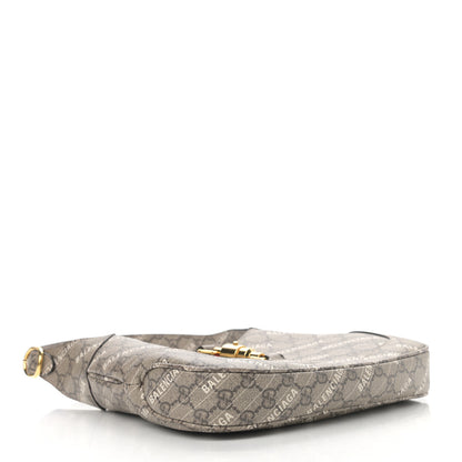 Gucci X BALENCIAGA GG Supreme Monogram Striped Logo Print Web Small Jackie 1961 Hobo Beige Ebony Mystic White 4 of 11