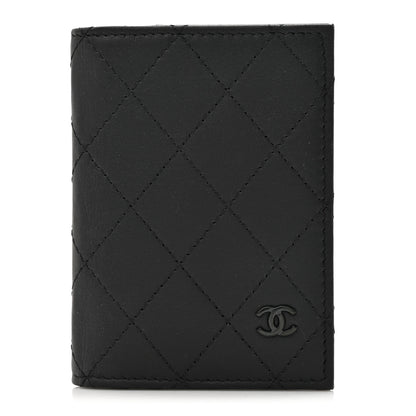 Chanel Grained Calfskin Quilted Card Holder Wallet So Black 1 of 9