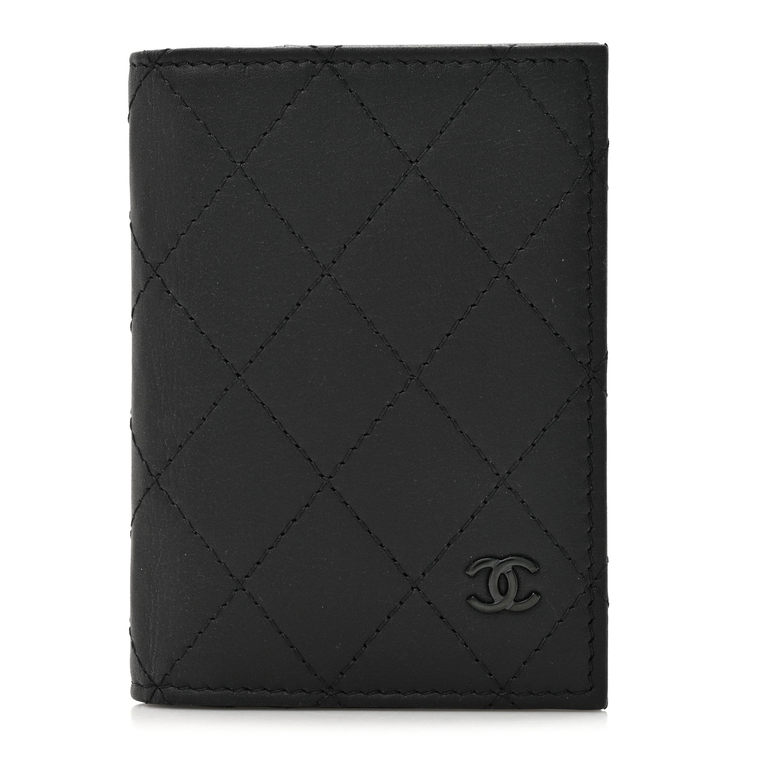 Chanel Grained Calfskin Quilted Card Holder Wallet So Black 1 of 9