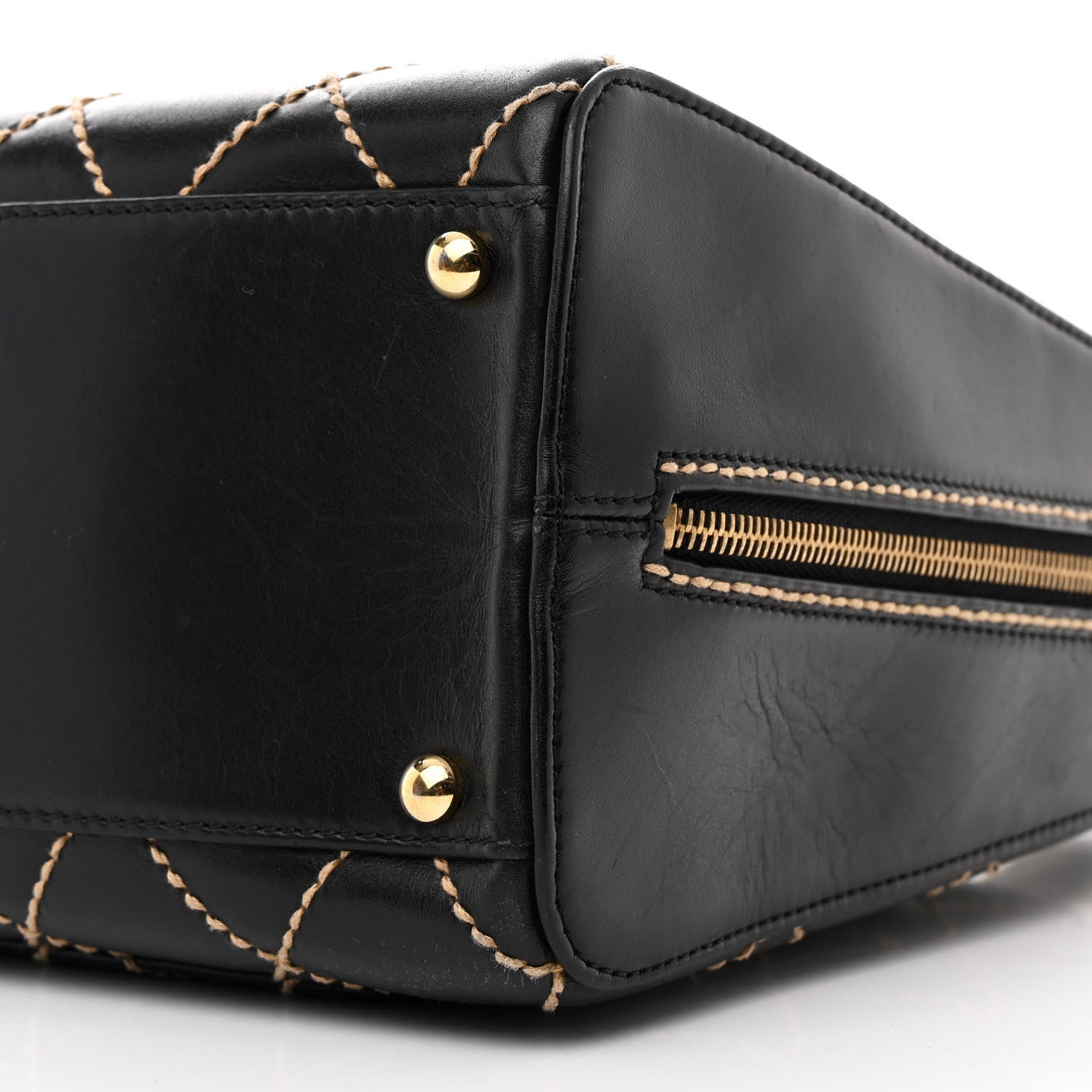 Chanel Calfskin Wild Stitch Vertical Top Handle Bag Black 11 of 15