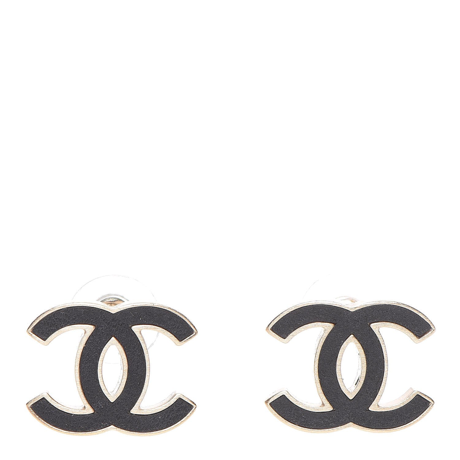 Chanel Lambskin CC Earrings Black 1 of 6
