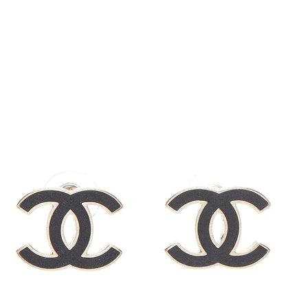 Chanel Lambskin CC Earrings Black 1 of 6