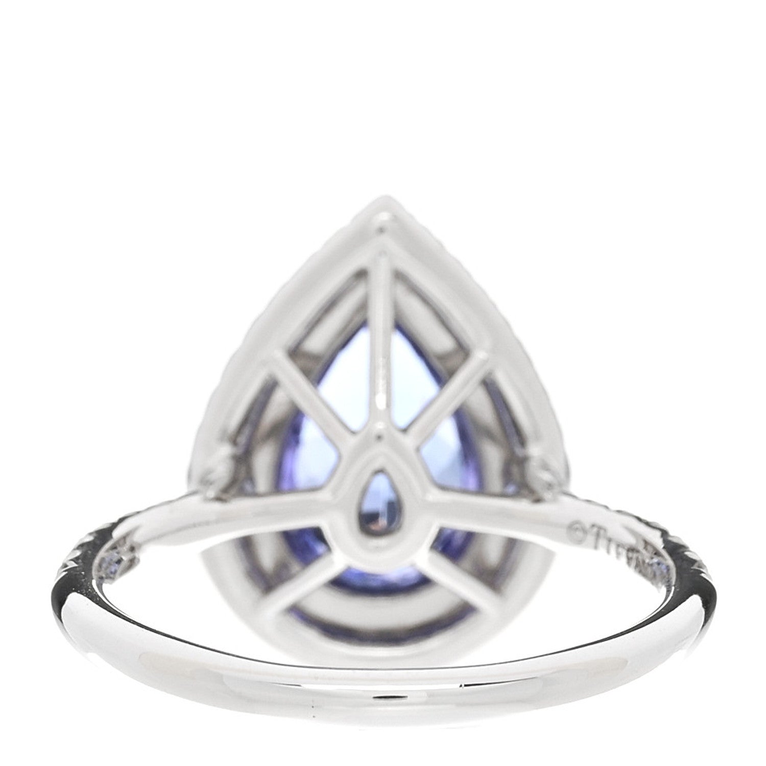 Tiffany Platinum Diamond Tanzanite Soleste Pear Cut Ring 56 7.75 4 of 6