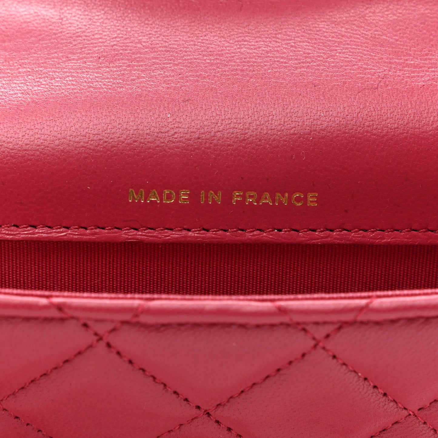 Lambskin Quilted Top Handle Flap Coin Purse With Chain Dark Pink