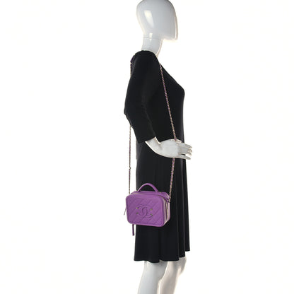 Chanel Caviar Quilted Small CC Filigree Vanity Case Purple 2 of 10
