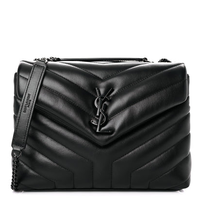 Saint Laurent Calfskin Y Quilted Monogram Small Loulou Chain Satchel Black 1 of 9