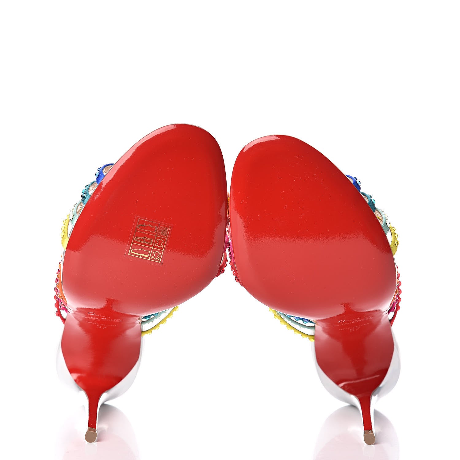Christian Louboutin Specchio Calfskin Crystal Marthastrass 100 Slide Sandals 37 Silver Multicolor 5 of 9