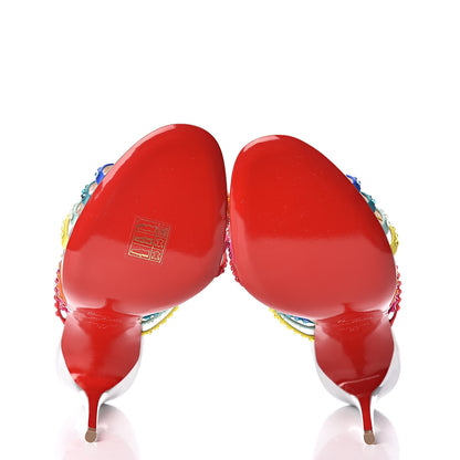Christian Louboutin Specchio Calfskin Crystal Marthastrass 100 Slide Sandals 37 Silver Multicolor 5 of 9