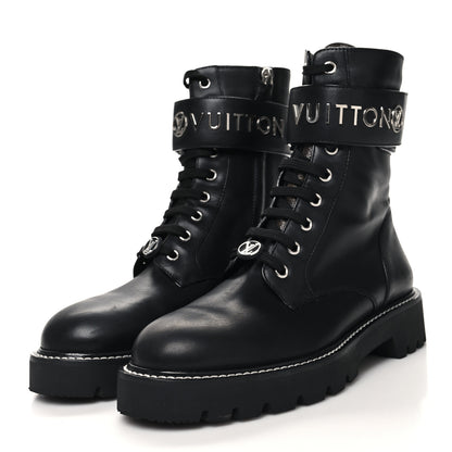 Louis Vuitton Calfskin Territory Flat Ranger Boots 38.5 Black 3 of 9
