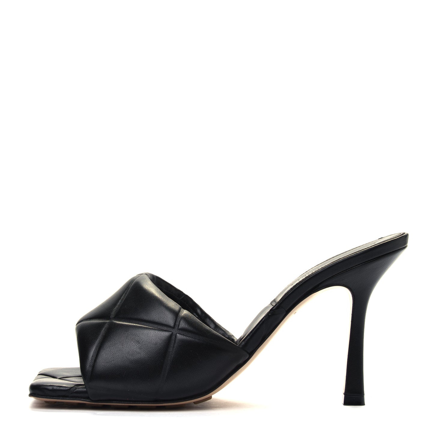 Nappa Quilted Rubber Lido Mule Sandals 39 Black