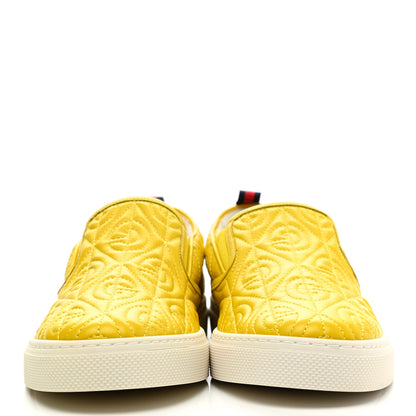 Gucci Nappa Web G Rhombus Quilted Mens Slip On Sneakers 8.5 Straw Yellow Mimosa 2 of 9