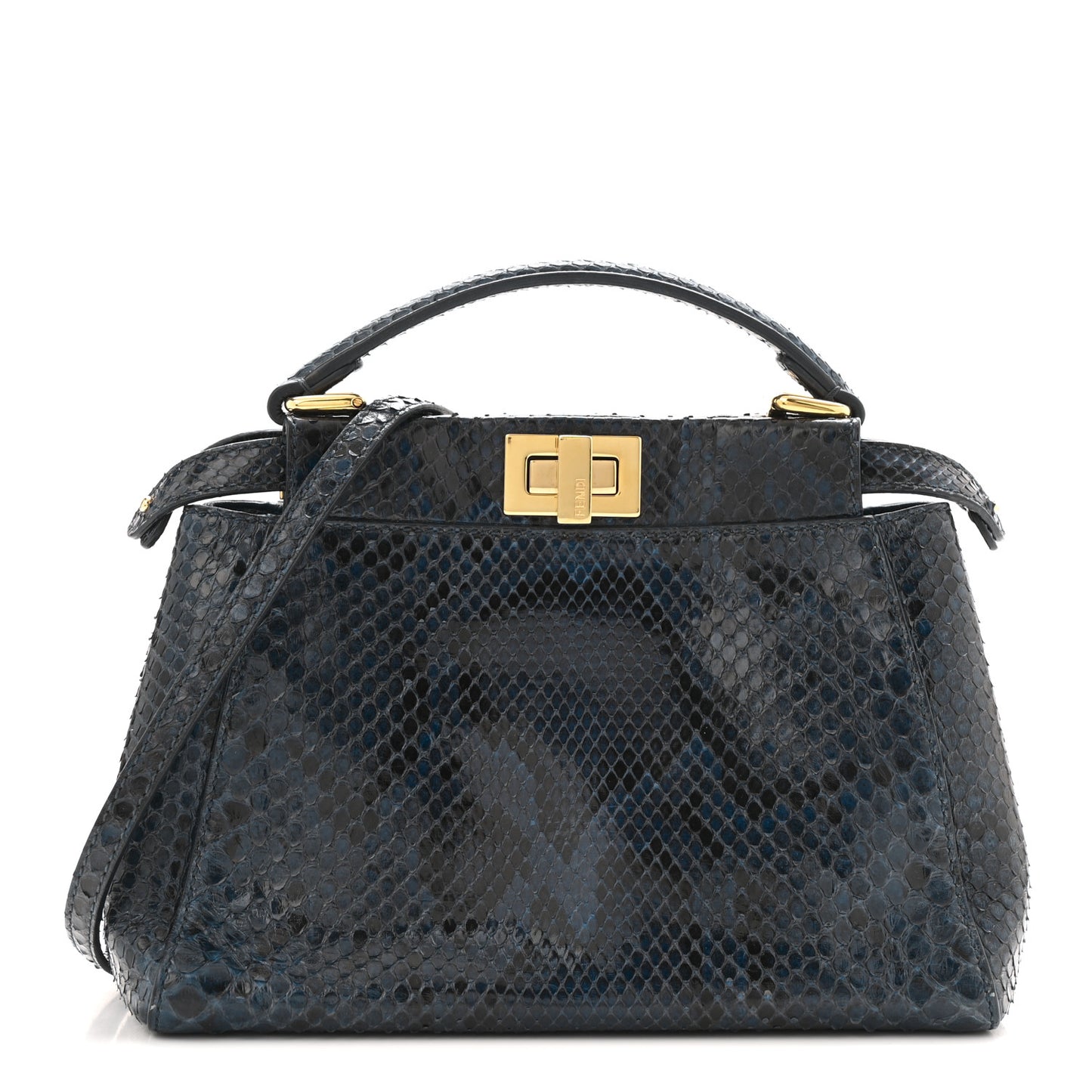 Python Shiny Nappa Mini Peekaboo Iconic Satchel Blue Jeans