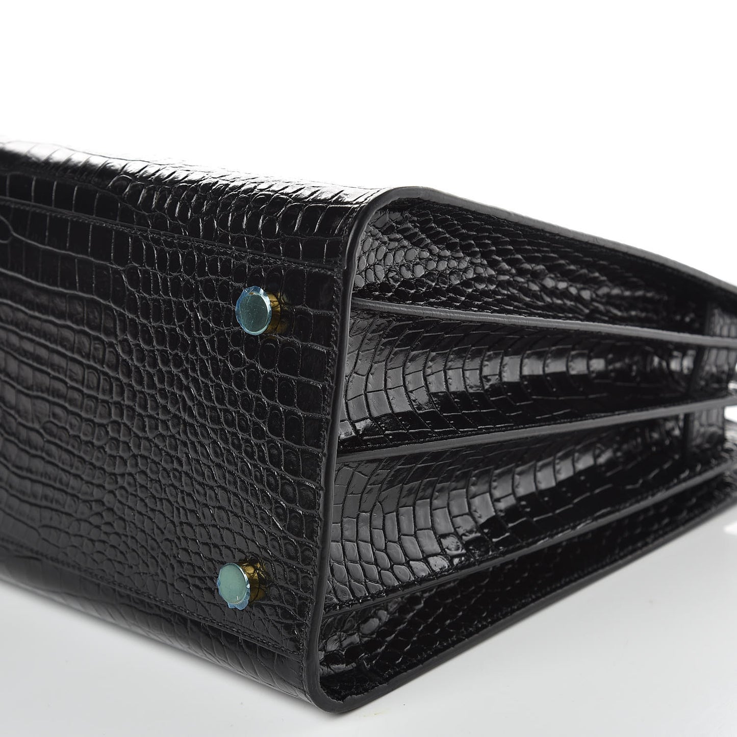 Calfskin Crocodile Embossed Small Sac de Jour Black