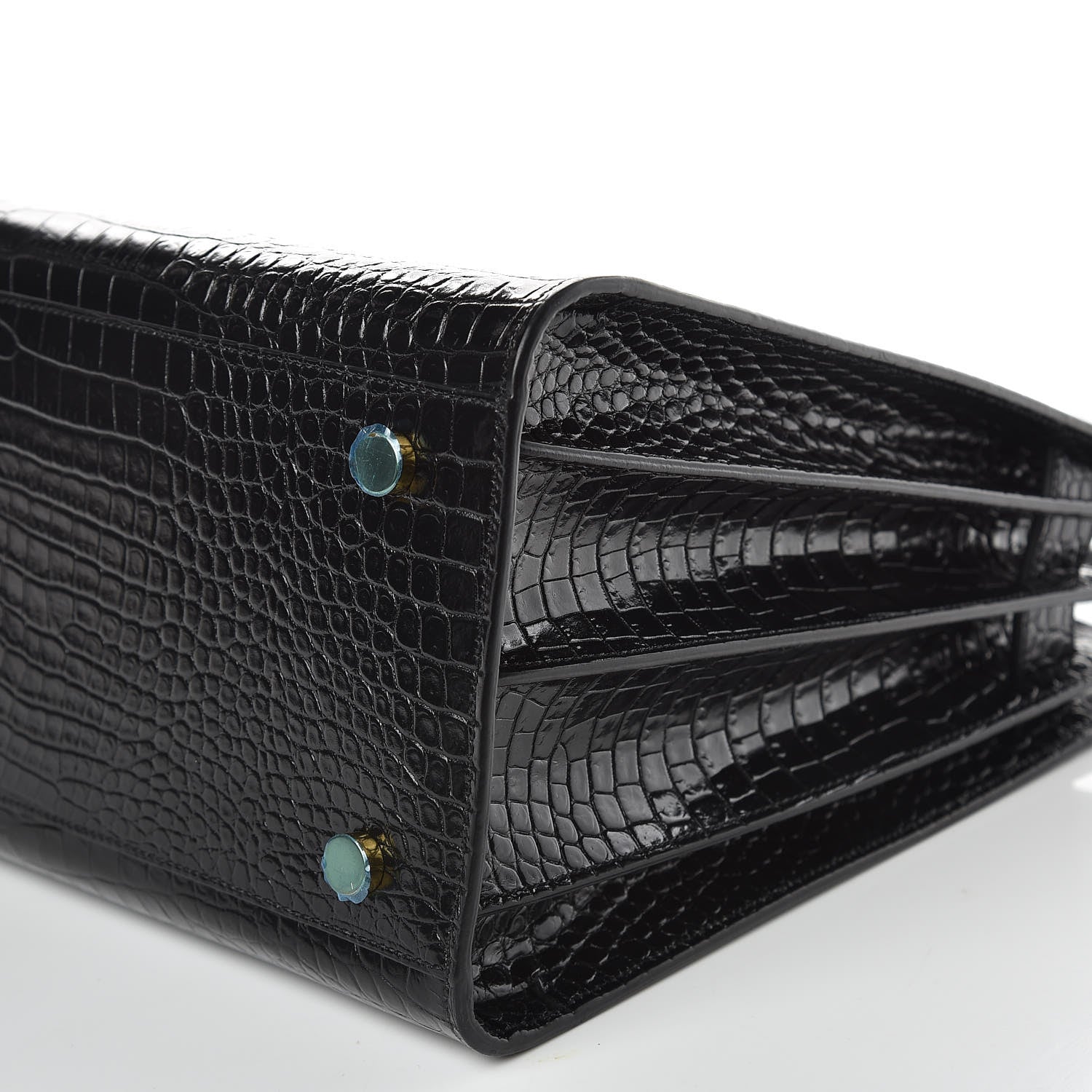 Saint Laurent Calfskin Crocodile Embossed Small Sac de Jour Black 7 of 8