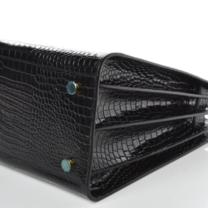 Saint Laurent Calfskin Crocodile Embossed Small Sac de Jour Black 7 of 8
