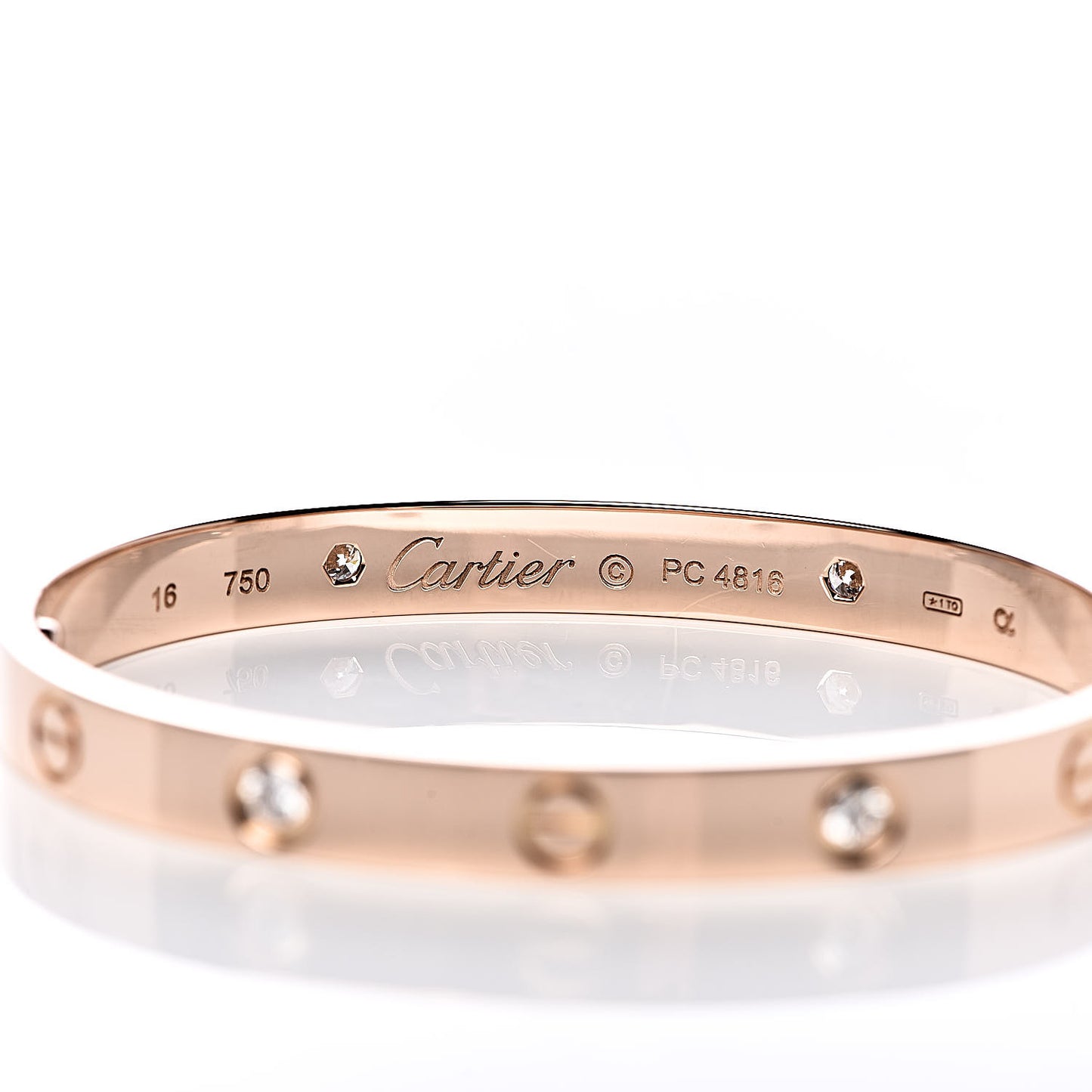 18K Pink Gold 4 Diamond LOVE Bracelet 16