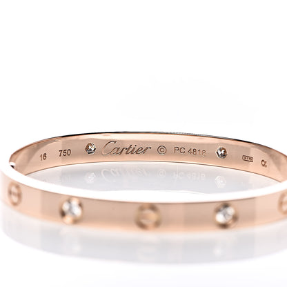 Cartier 18K Pink Gold 4 Diamond LOVE Bracelet 16 5 of 6