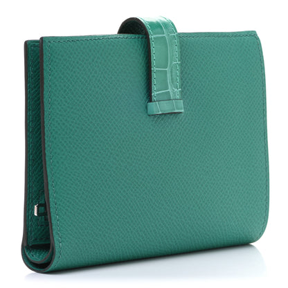 Hermes Epsom Shiny Alligator Bearn Touch Compact Wallet Vert Jade 3 of 8