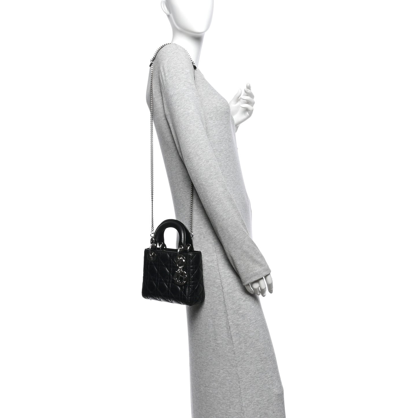 Lambskin Cannage Mini Lady Dior Black