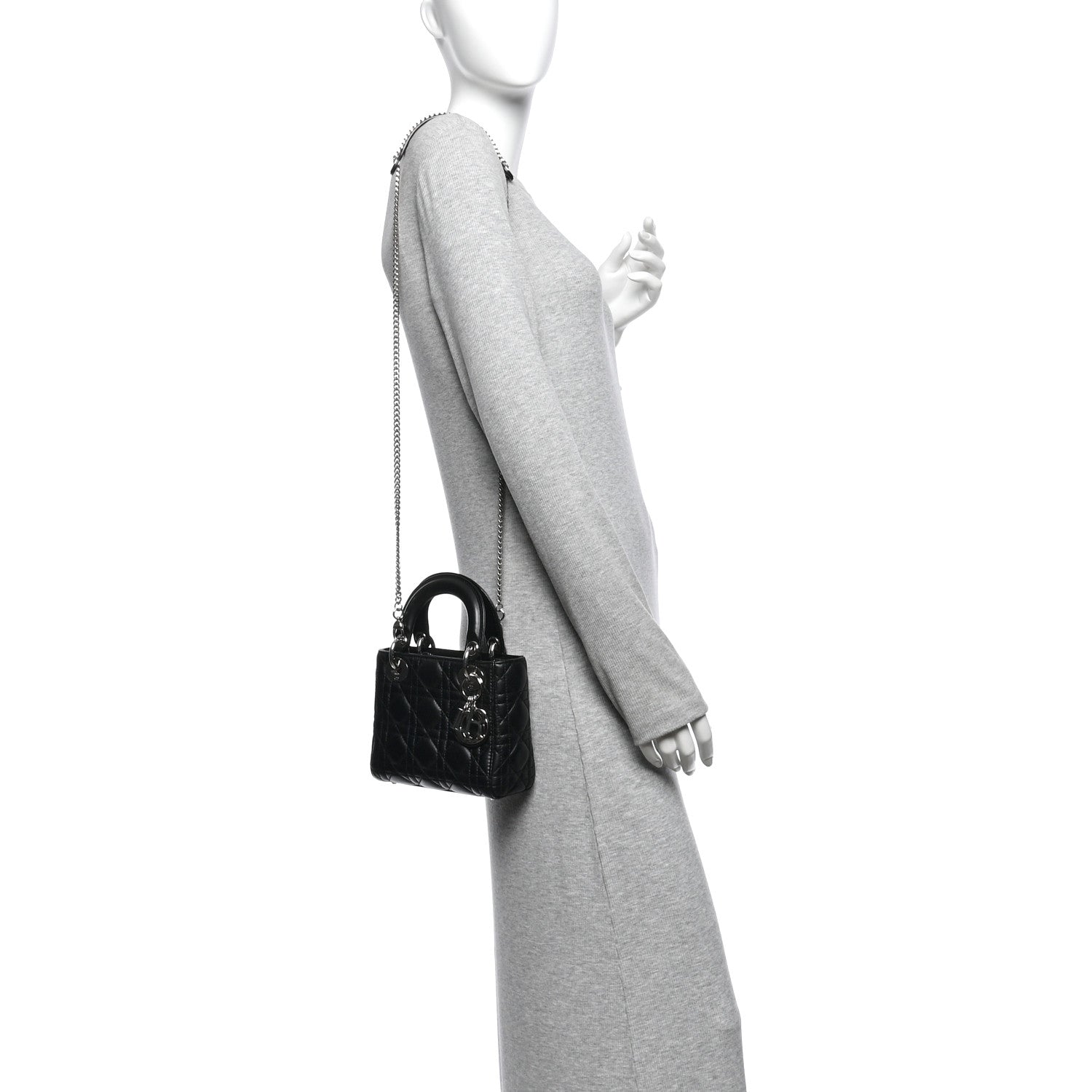 Christian Dior Lambskin Cannage Mini Lady Dior Black 2 of 10